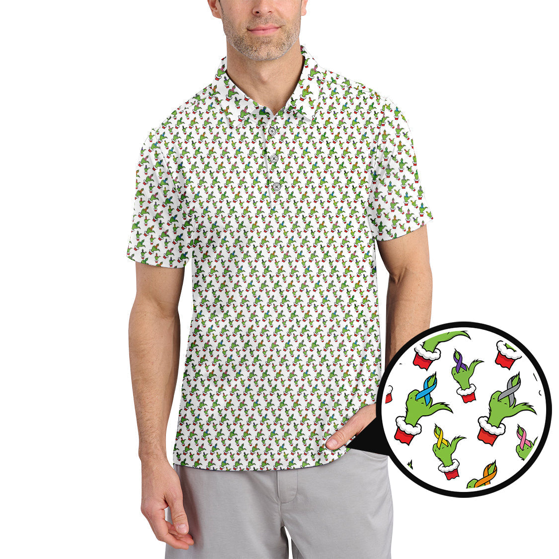 Cancer Survivor Shirt, Cancer Awareness Shirt, Funny Pattern Golf Shirt, Grinch Golf Shirt For Men