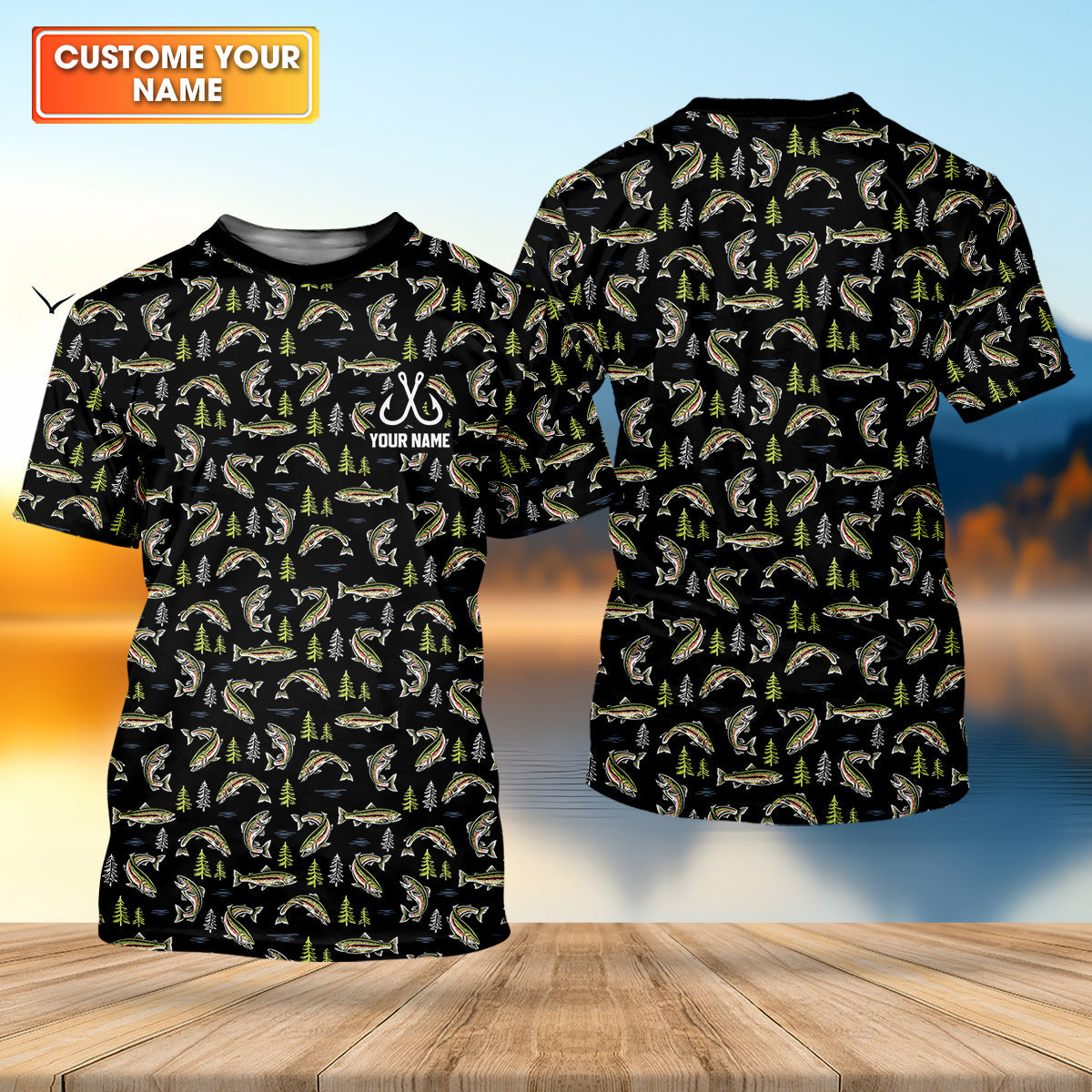 Rainbow Trout Pattern Fishing UPF Shirts, Funny Fishing Shirt, Gift For Fisherman, Fishing Shirts For Men