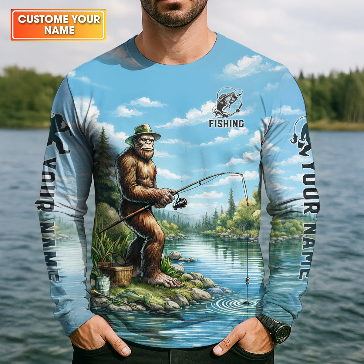 WTF Where’s The Fish, Bigfoot Fishing Personalized UPF Shirt