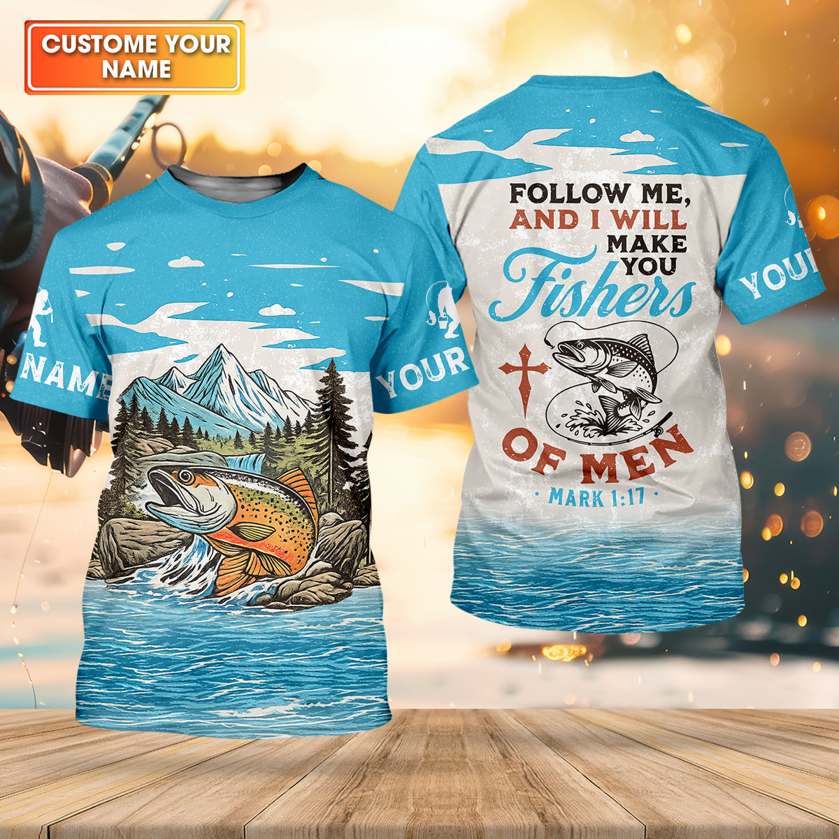 Follow Me And I Will Make You Fishers, Custom Name Fishing Shirt, Fishing UPF Shirts, Funny Fishing Shirt