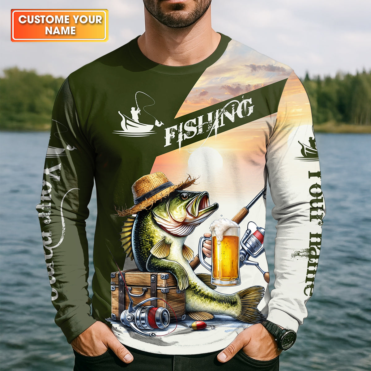 Here Fishy Fishy Funny Fishing Shirt, Fisherman Beer Shirt For Men, Custom Fishing Gift