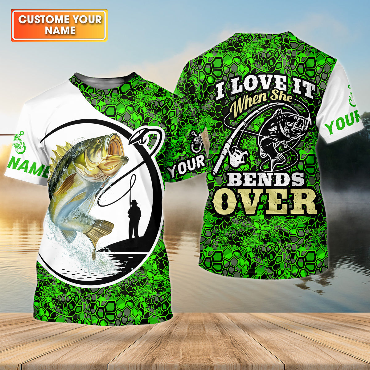 Personalized I Love It When She Bends Over UPF Fishing Shirt, Custom Name