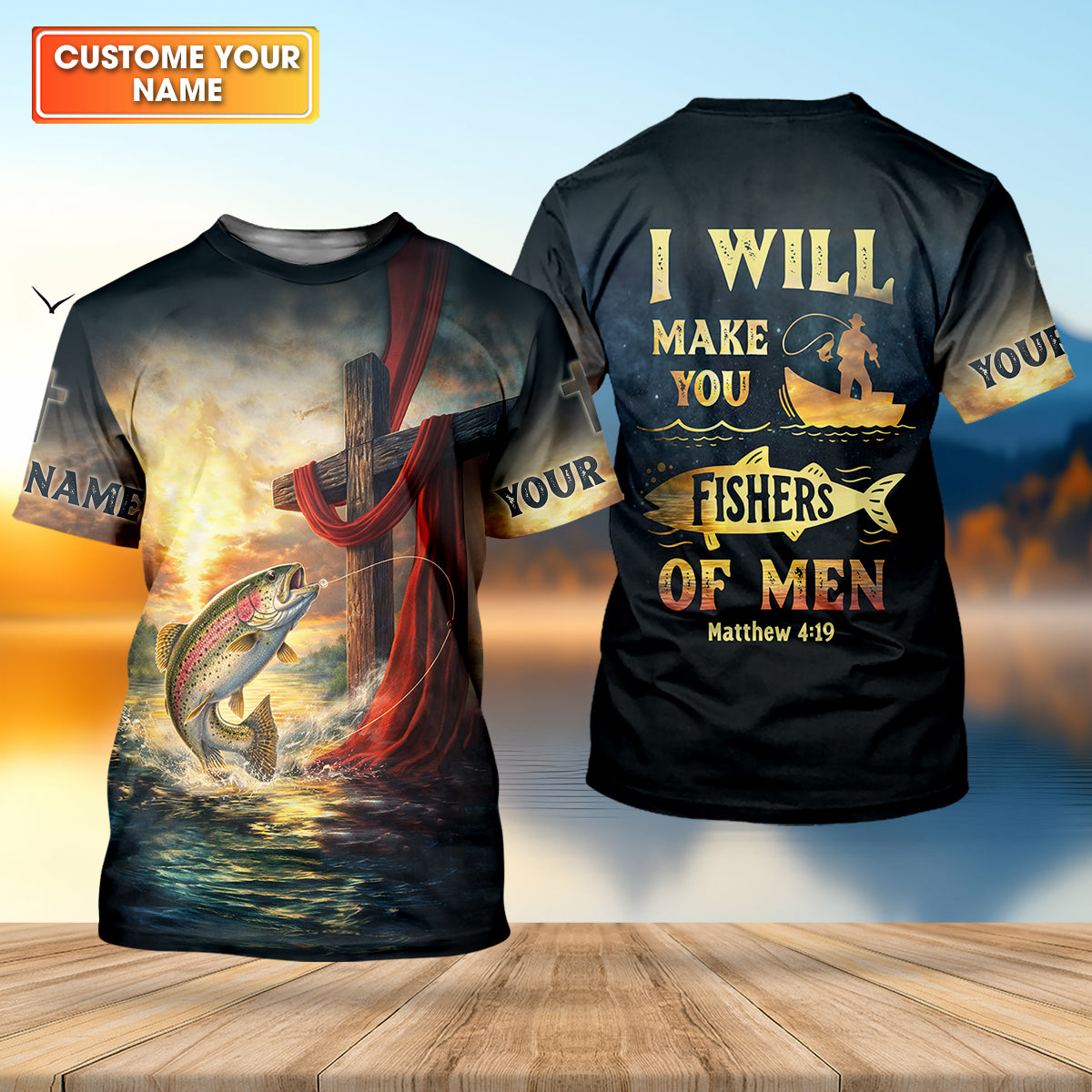 I Will Make You Fishers Of Men Shirt, Personalized Christian Fishing Long Sleeve, Fishing UPF Shirts, Trout Shirt