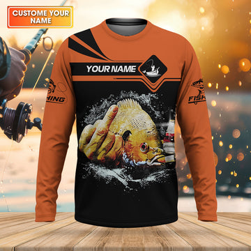 Funny Middle Finger, Personalized Fishing Shirt, Savage Angler Long Sleeve for Men, Fishing Shirts For Men