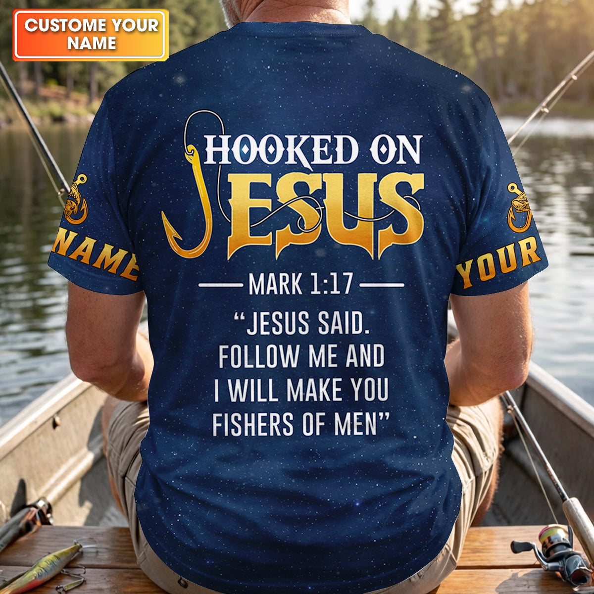 Hooked On Jesus – Fisher of Men Shirt, Fishing UPF Shirts, Funny Fishing Shirt
