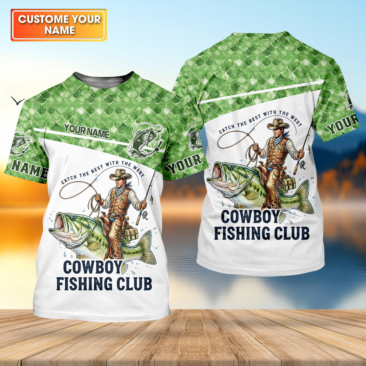 Cowboy Fishing Club Shirt, Personalized Bass Western Long Sleeve For Men, Fishing UPF Shirts