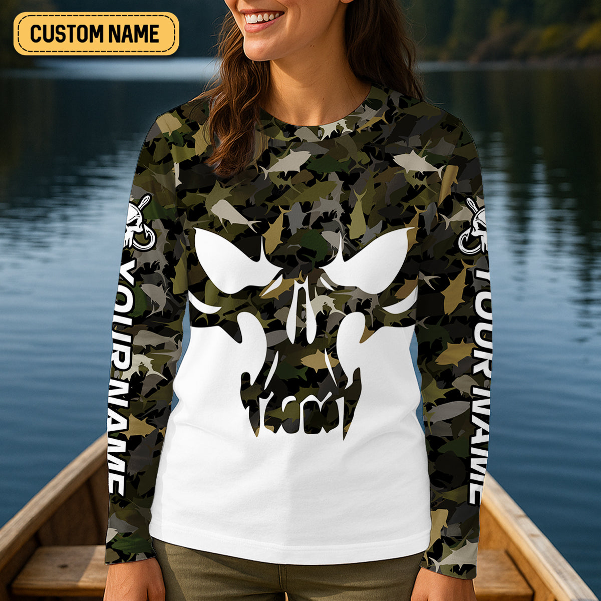 Deep Ocean Fishing Women SPF Shirt, Camouflage Fishing Shirts, Fishing Gift For Fisherwomen