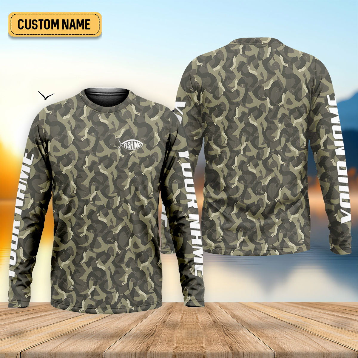 Camo Fishing Shirt for Men, Long Sleeve UPF Performance Fishing Shirt, Outdoor Angler Shirt