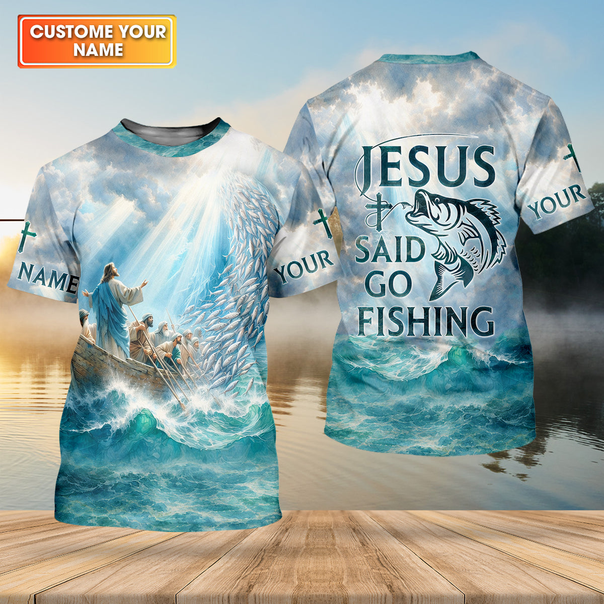 Jesus Said Go Fishing Christian Fishing UPF Shirts, Funny Fishing Shirt, Fishing Shirts For Men