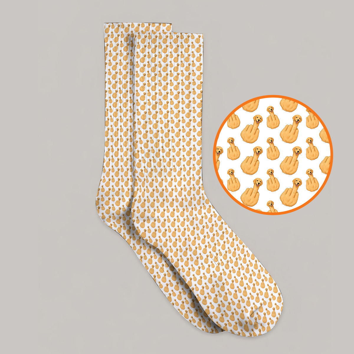 Golden Retriever Middle Finger Golf Socks, Funny Dog Pattern Golf Sock, Crazy Golf Gift For Golfer