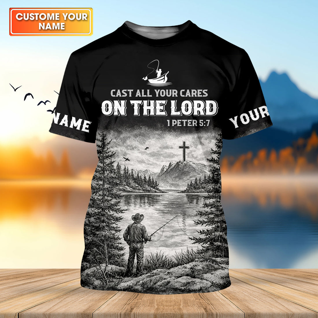 Cast All Your Cares On The Lord Fishing UPF Shirt, Personalized Fishing Shirt For Men, Fishing Shirts For Men