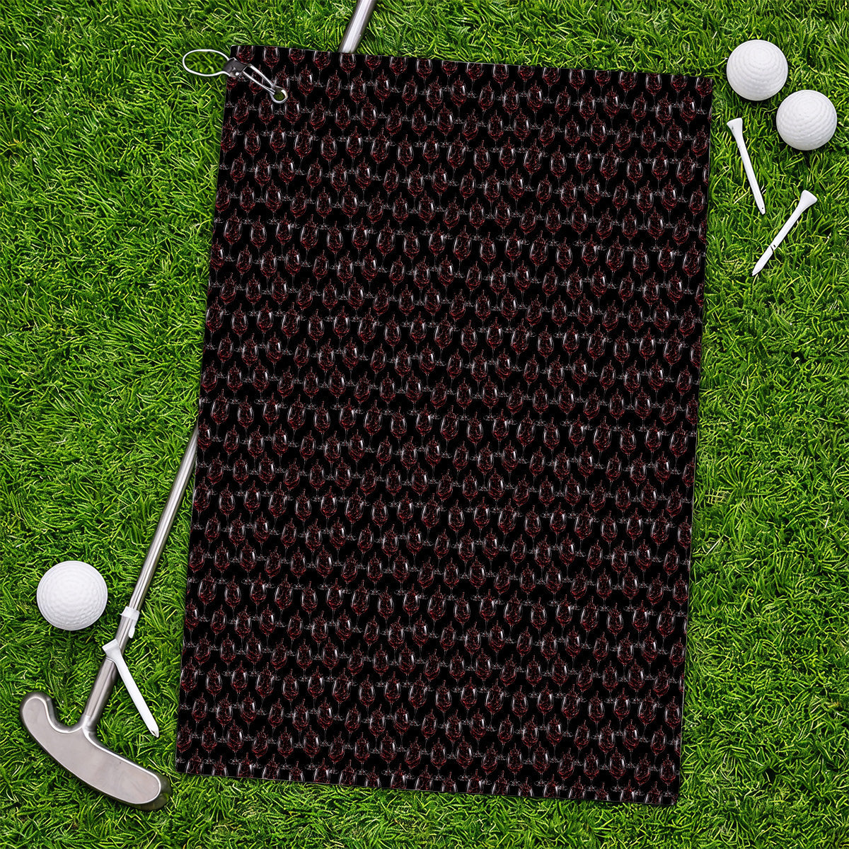 Cabernet Lover Golf Towels, Red Wine Pattern Golf Towel, Winery Inspired Golfer Gift