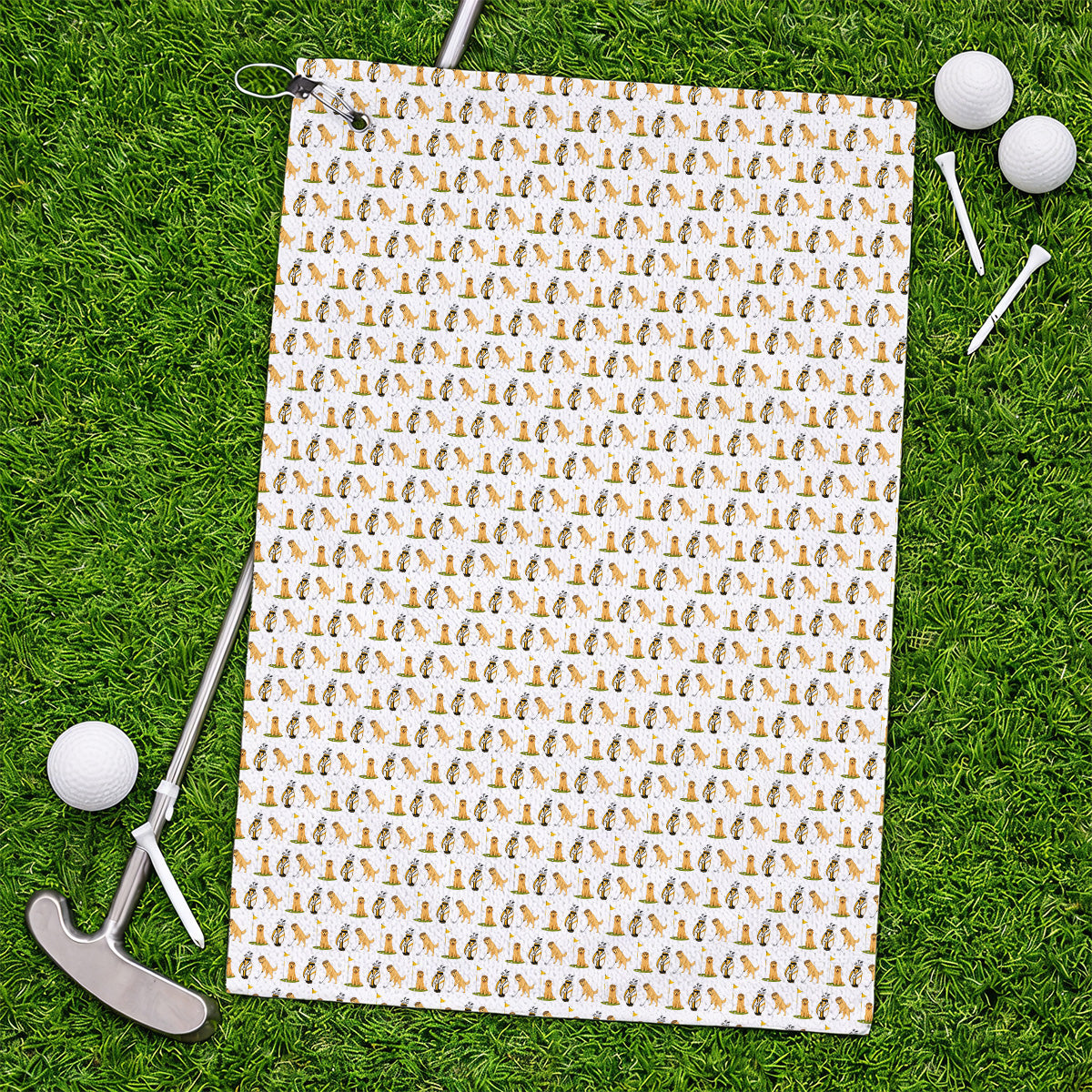 Golden Retriever Pattern Golf Towel, Funny Dog Golf Towels, Crazy Golf Gift For Golfer