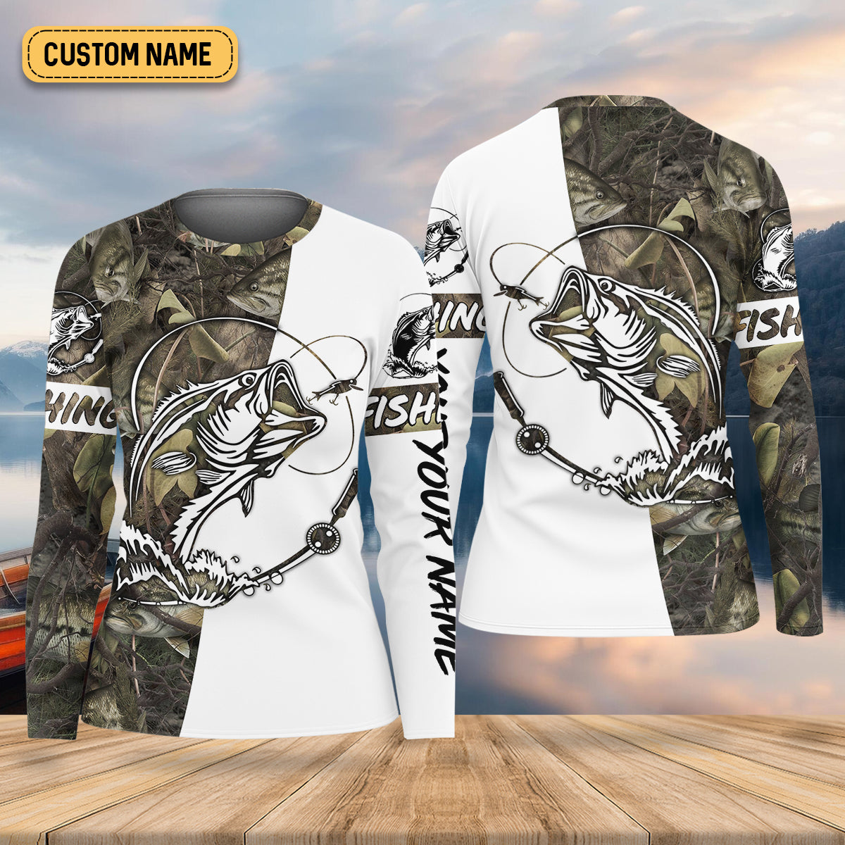 Camo Black Fishing UPF Shirts, Camouflage Fishing Shirts, Fishing Shirt For Women, Female Fishing Shirts