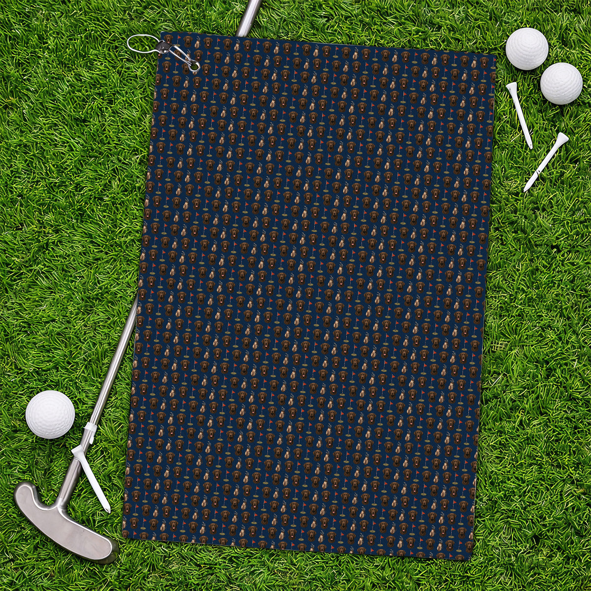 Chocolate Labrador Retriever Golf Towel, Funny Chocolate Lab Pattern Golf Towels, Dog Lover Golf Shirt