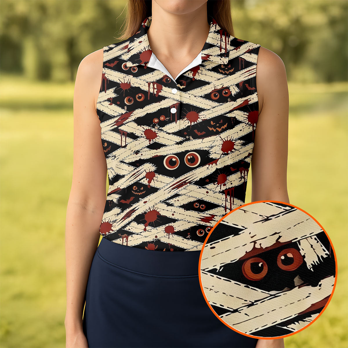 Mummy Horror Character Halloween Golf Polo Shirt, Golf Polo For Women, Women's Golf Shirt