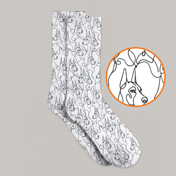 Doberman Line Art Golf Socks, Minimalist Doberman Pattern Golf Sock, Dog Lover Golf Gift