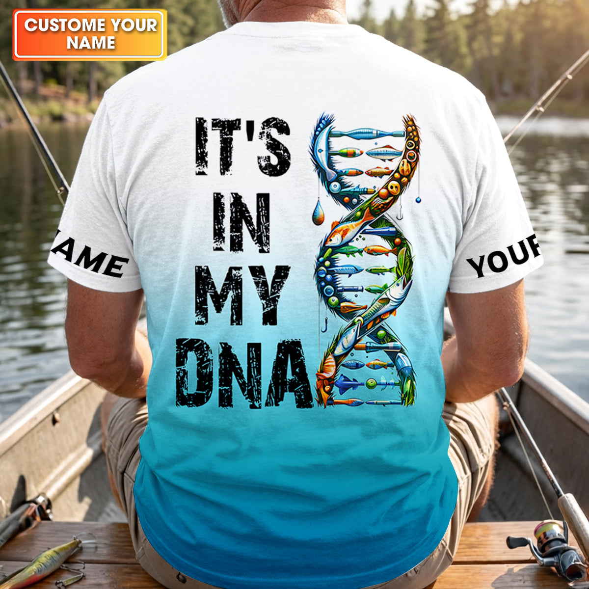 Personalized Fishing DNA Shirt, It’s In My DNA Angler Gift For Men, Fishing UPF Shirts
