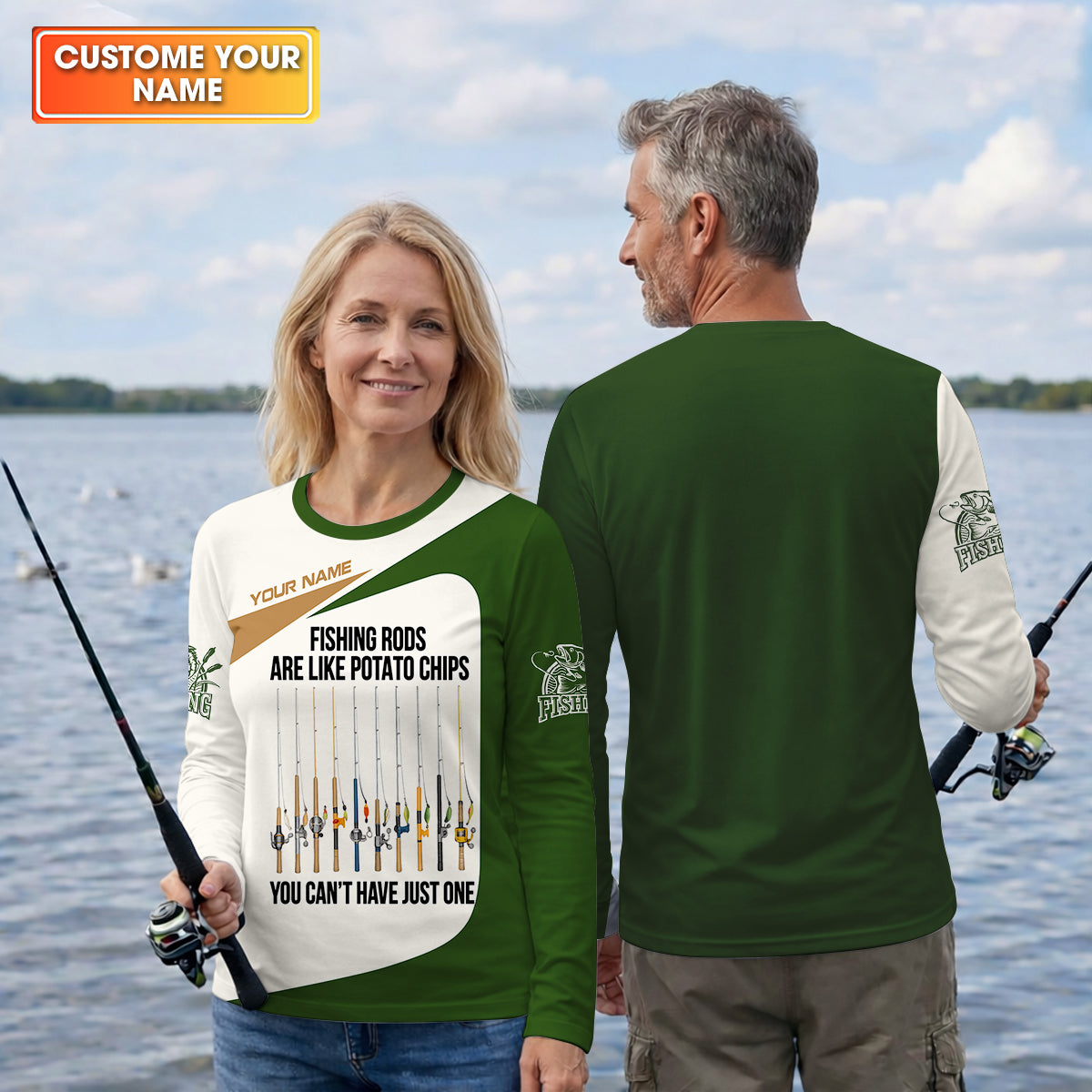 Fishing Rods Are Like Potato Chips Shirt, Personalized Funny Fishing Long Sleeve For Men