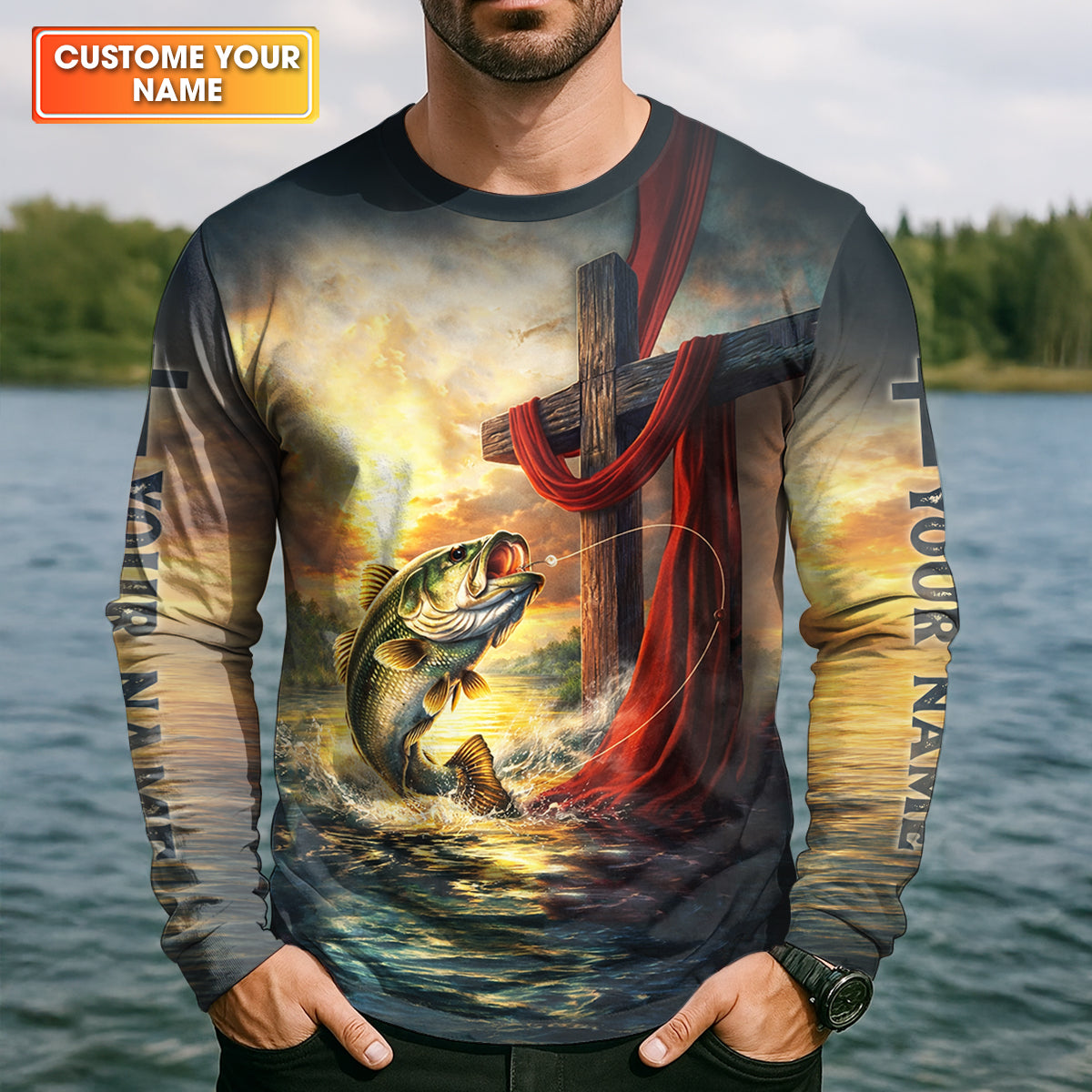 I Will Make You Fishers Of Men Shirt, Personalized Christian Fishing Long Sleeve, Matthew 4:19 Bass Fishing Shirt