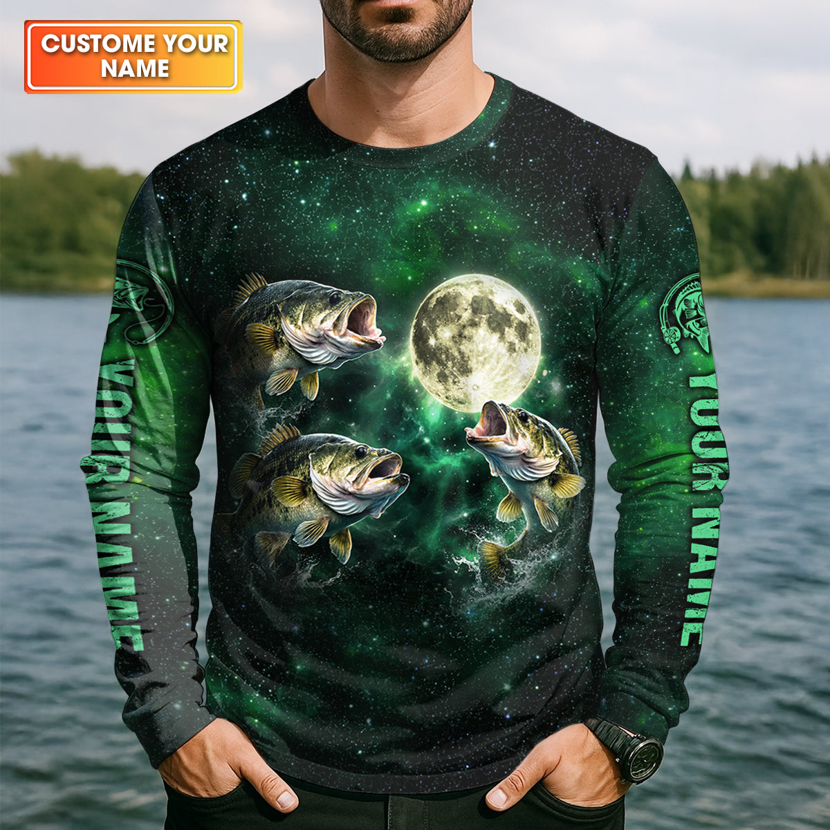 I Like Fishing And Maybe 3 People Shirt, Personalized Bass Fishing Long Sleeve For Men