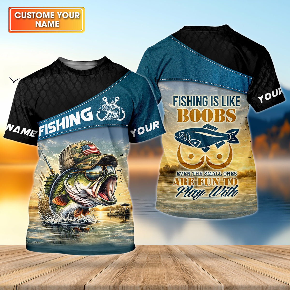 Funny Fishing Humor UPF Shirt, Personalized Bass Fishing Shirt for Men