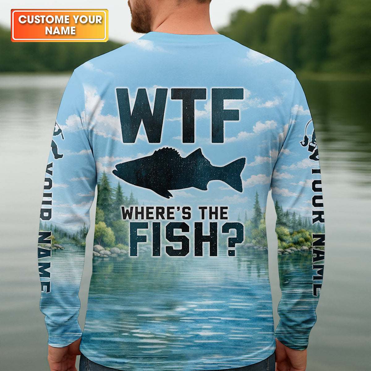 WTF Where’s The Fish, Bigfoot Fishing Personalized UPF Shirt