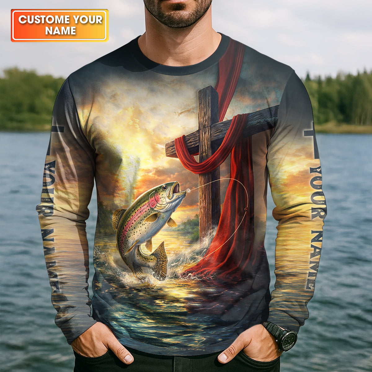 I Will Make You Fishers Of Men Shirt, Personalized Christian Fishing Long Sleeve, Fishing UPF Shirts, Trout Shirt