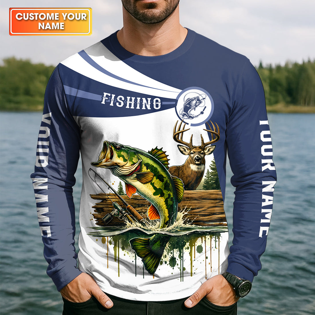 Hunting Fishing Camo Fishing Shirt, Fishing UPF Shirt, Personalized Fishing Shirt For Men, Fishing Shirts For Men