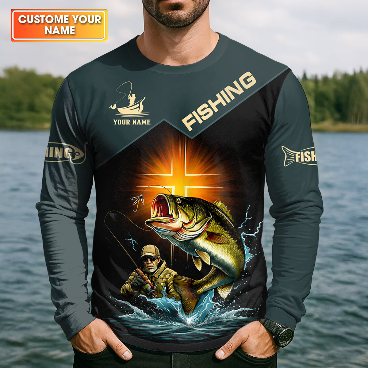 Like Fishing And Believe In Jesus Shirt, Christian Bass Fishing Long Sleeve For Men, Fishing UPF Shirts