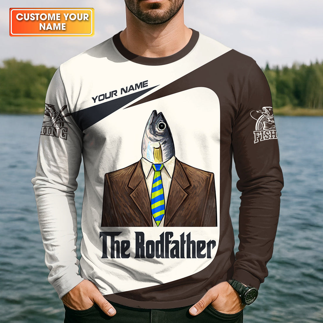 The Rodfather Fishing Shirt, Personalized Funny Angler, Mens Long Sleeve T shirts, Gift For Dad Fisherman