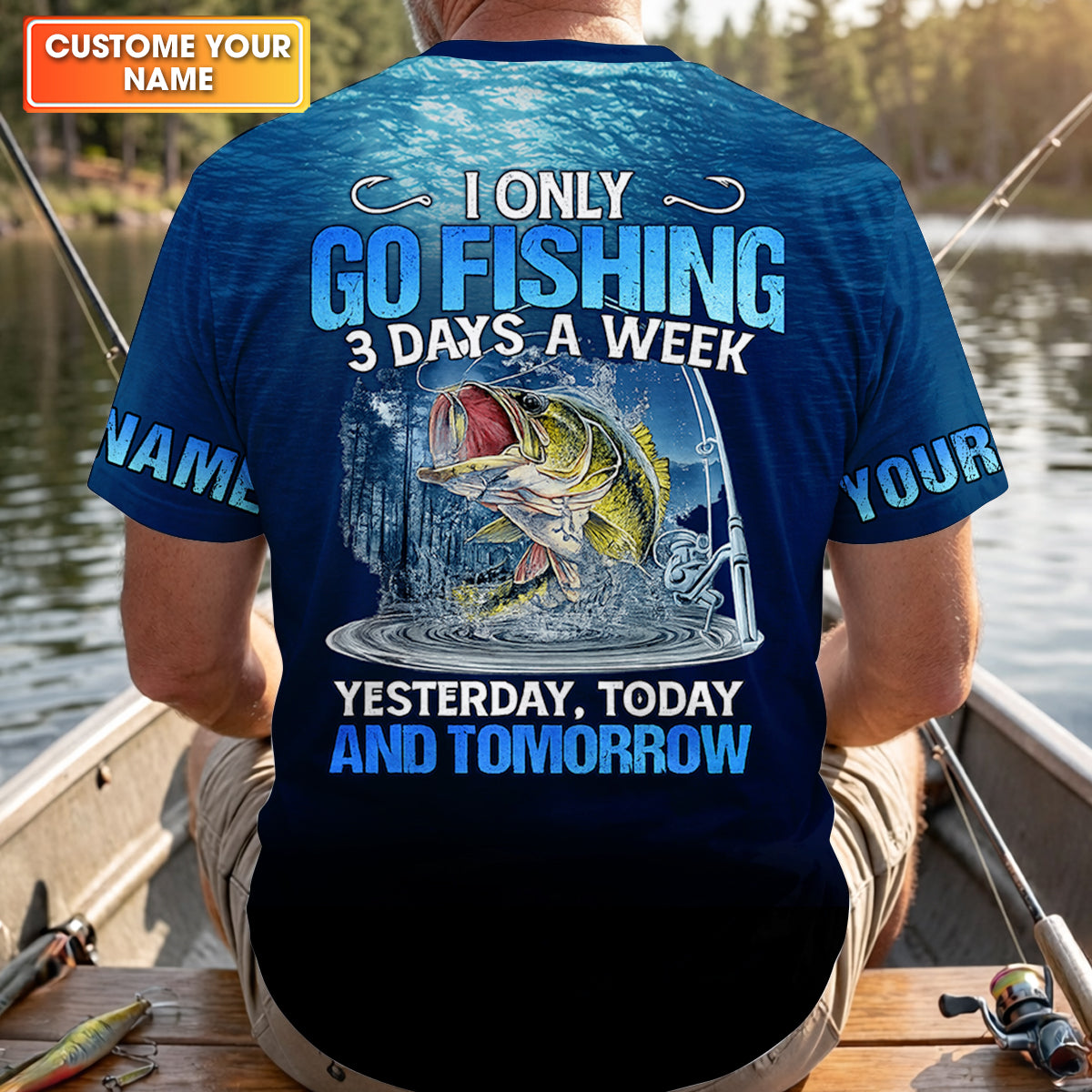 Personalized Funny Bass Fishing Shirt, Go Fishing 3 Days A Week Shirt, Fishing UPF Shirts