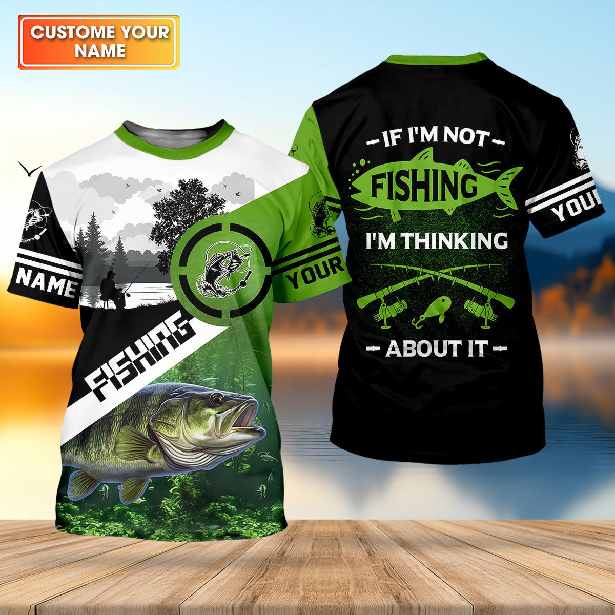 Personalized Bass Fishing Shirt, If I’m Not Fishing I’m Thinking About It Shirt, Fishing UPF Shirts