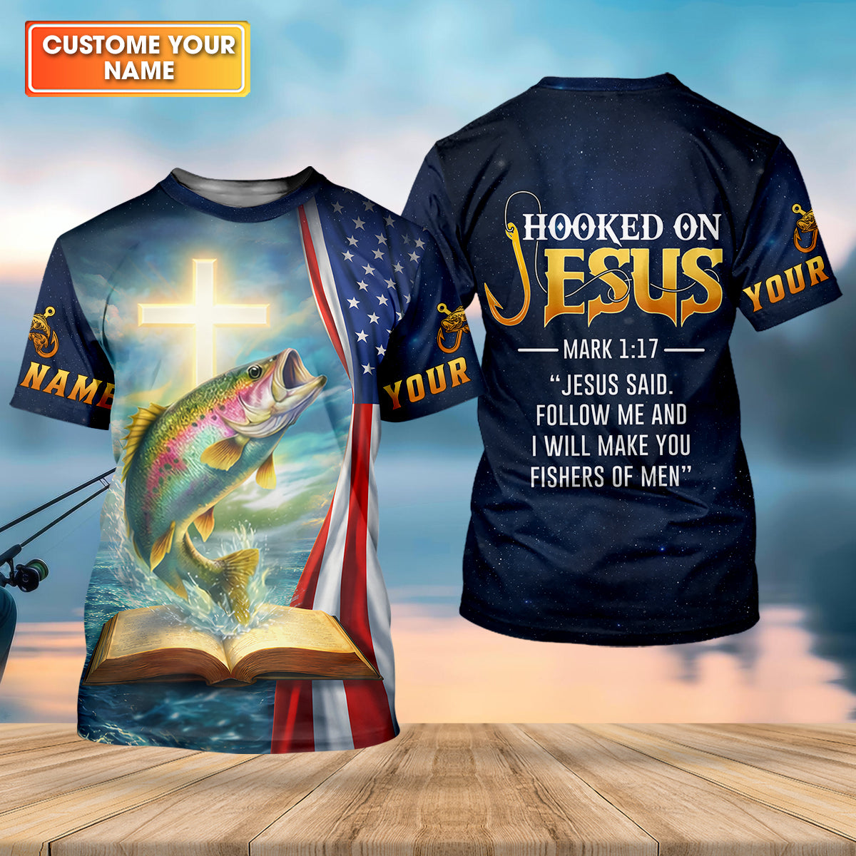 Hooked On Jesus – Fisher of Men Shirt, Fishing UPF Shirts, Funny Fishing Shirt