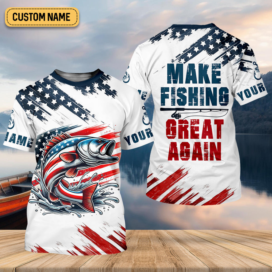 Make Fishing Great Again Patriotic Fishing Shirt, Red White Blue SPF Shirt For Men, Fishing Shirts For Men