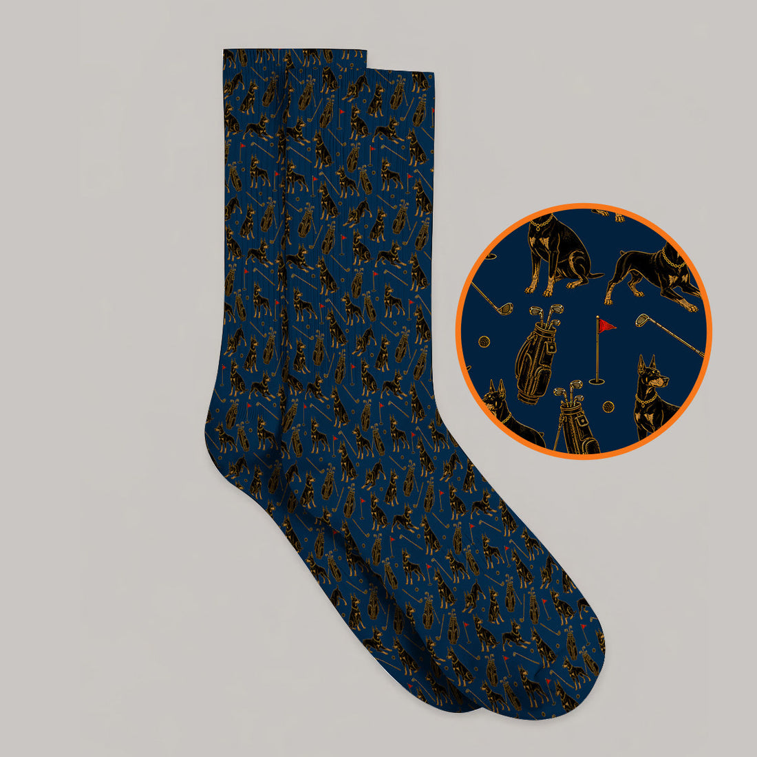 Crazy Doberman Golf Socks, Doberman Pattern Golf Sock, Golf Gift For Golfer