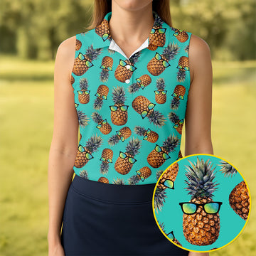 Cool Pineapple Tropical Theme Hawaiian Golf Shirt, Golf Shirt For Women, Golfing Apparel