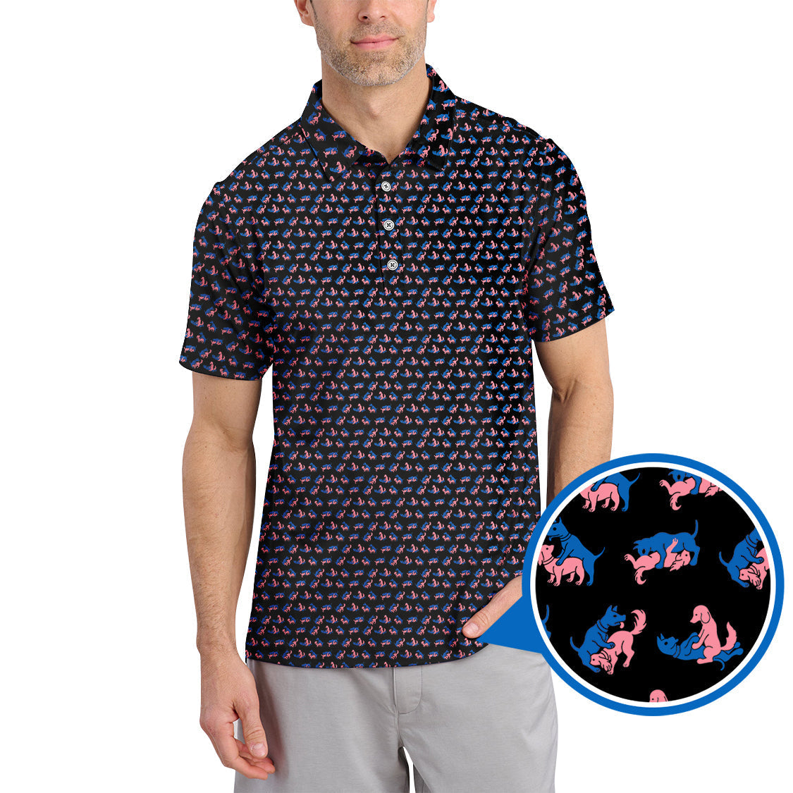 Funny Dog Golf Shirt, Golf Pattern Shirt For Men, Crazy Golf Shirt For Golfer