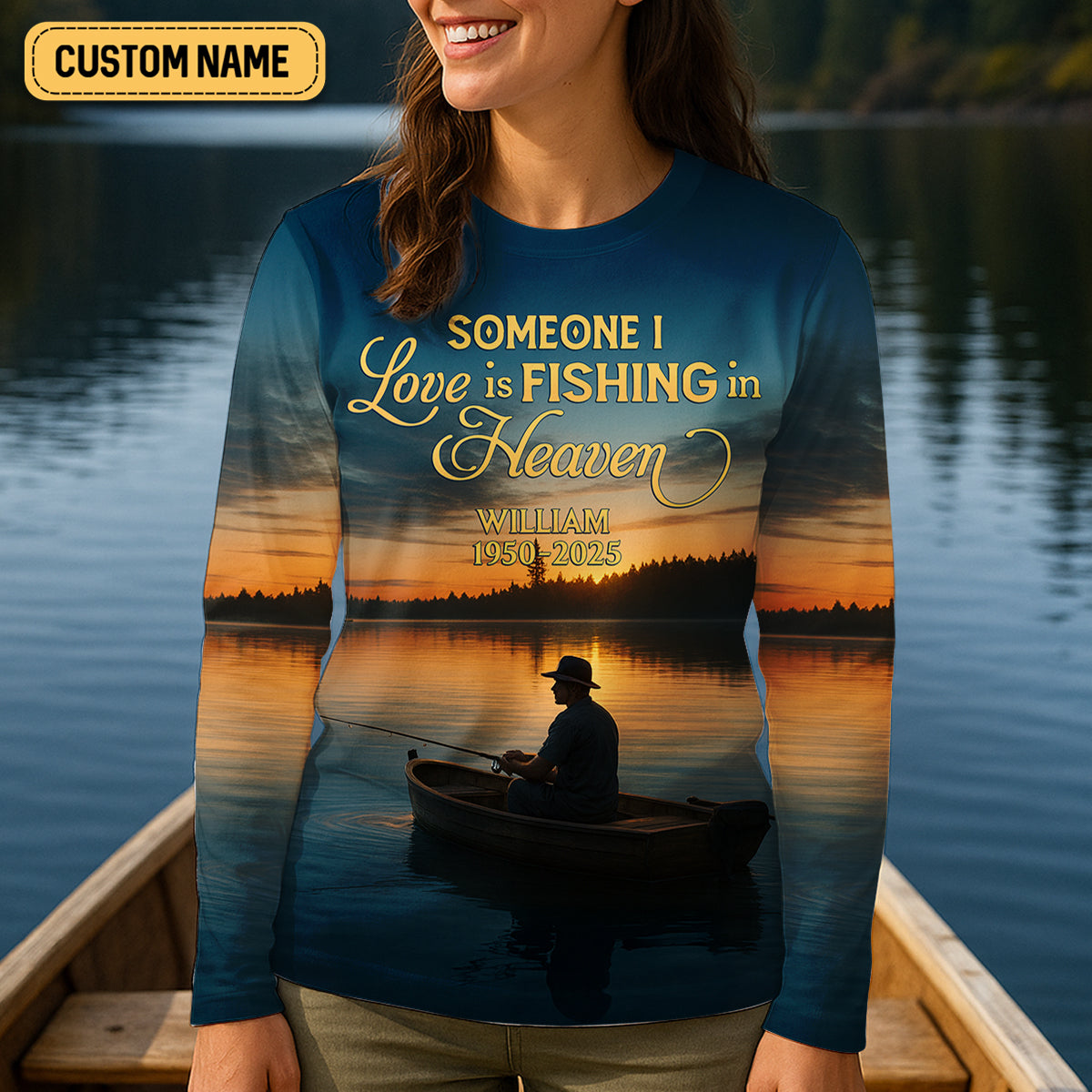 Someone I Love Is Fishing In Heaven Fishing Memorial Women SPF Shirt, Fishing Shirt For Women
