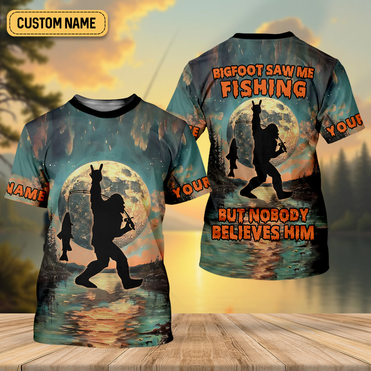 Bigfoot Saw Me Fishing But Nobody Believes Him Funny Sasquatch Fishing SPF Shirt For Men