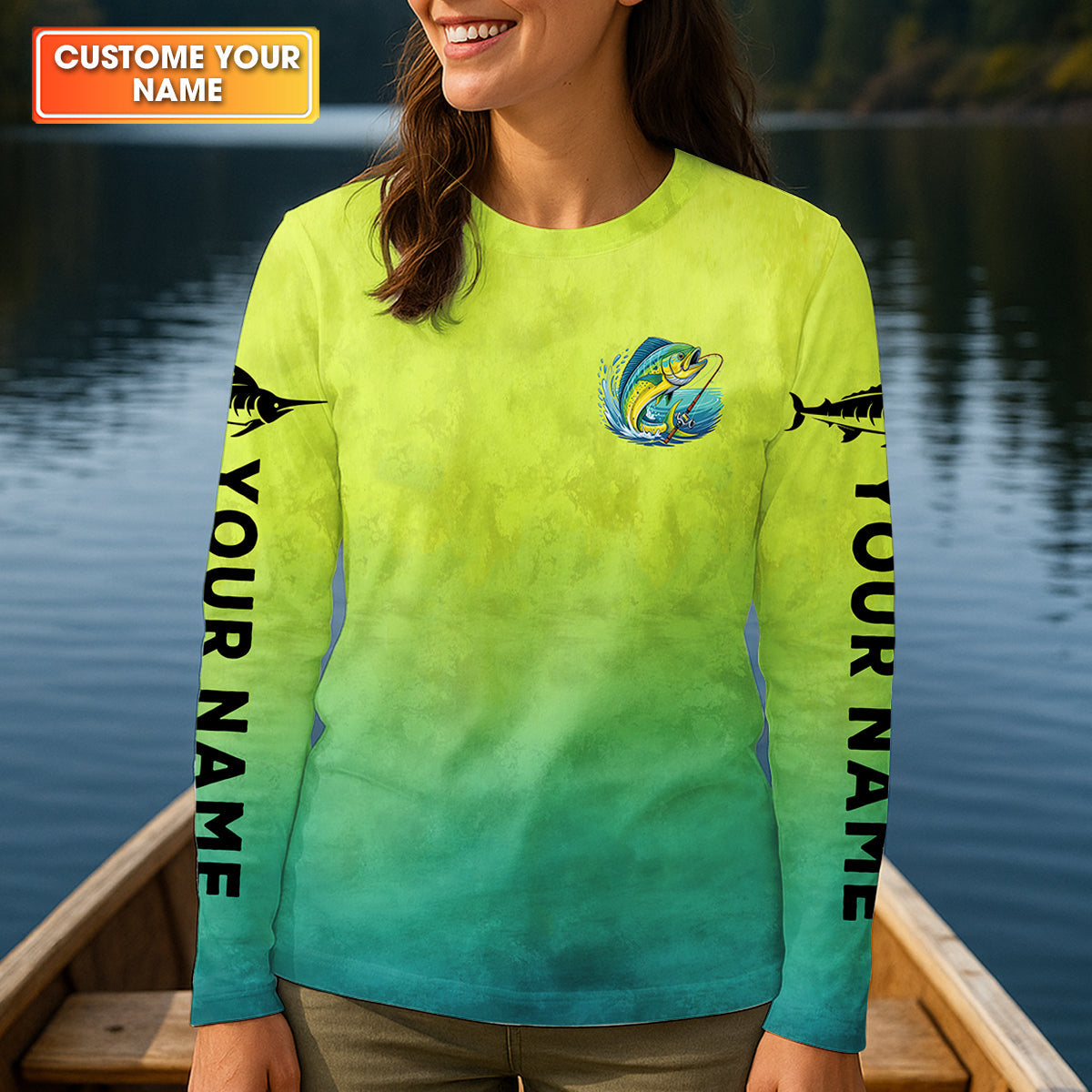 Born To Fish Forced To Work Mahi Fishing Funny Fishing Shirt, Fishing UPF Shirts, Fishing Shirt For Women