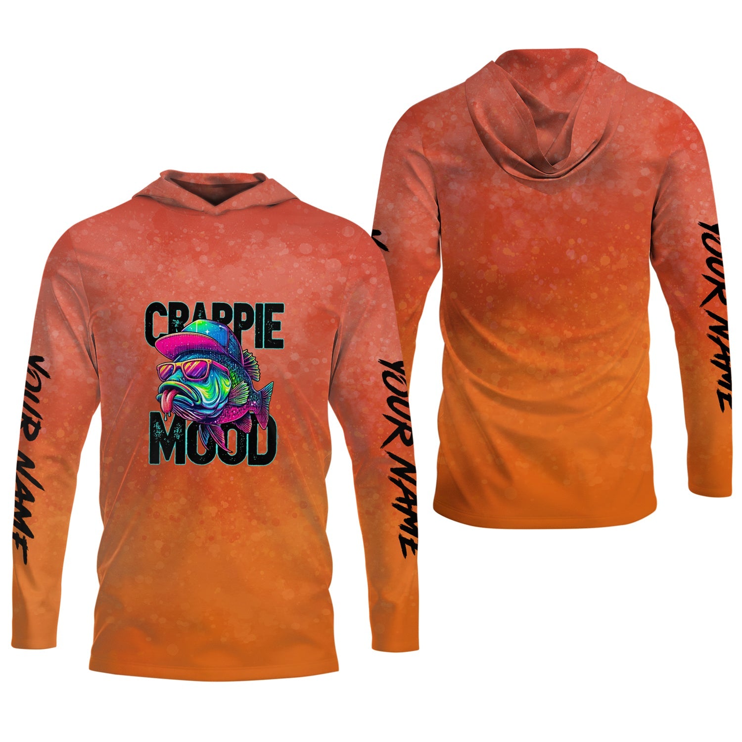 Crappie Mood Orange Neon Fishing UPF Shirts, Funny Fishing Shirt, Gift For Fisherman