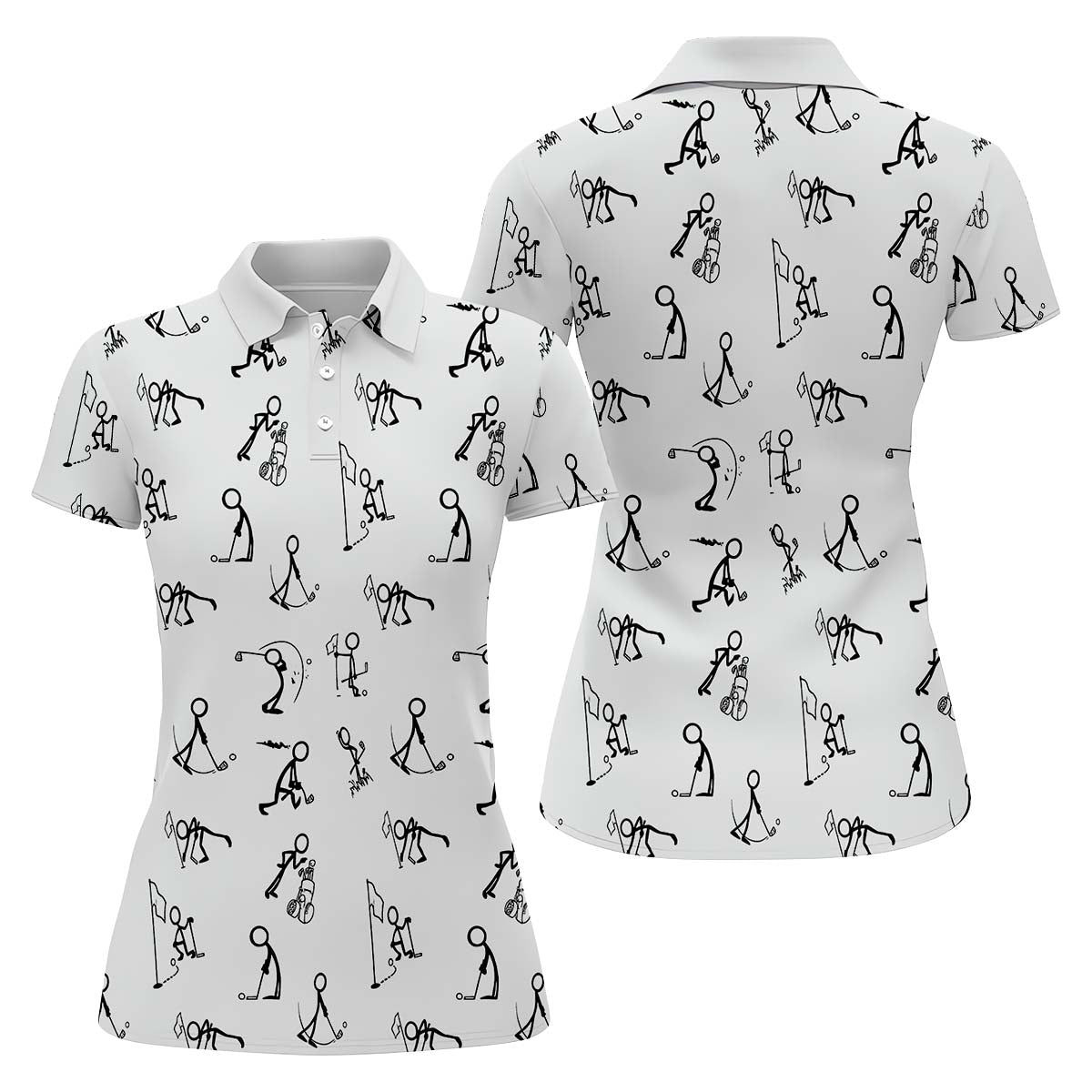 Funny Stick Figure Womens Golf Polo ShirtGolfing Apparel, Womens Golf Gifts