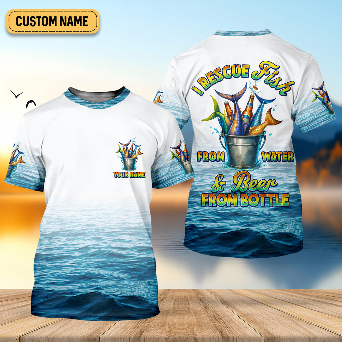 I Rescue Fish From Water And Beer From Bottle Fishing UPF Shirts, Fishing Gifts For Men, Men's Fishing Shirt