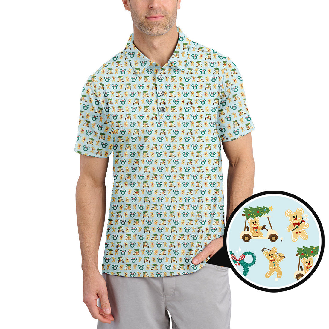 Funny Christmas Golf Shirt, Men's Pattern Golf shirt, Xmas Golf Shirt For Golfer