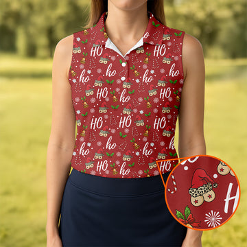 Funny Ho Ho Ho Naughty Tits Christmas Golf Shirt, Golf Christmas Gifts, Ladies Golf Shirts