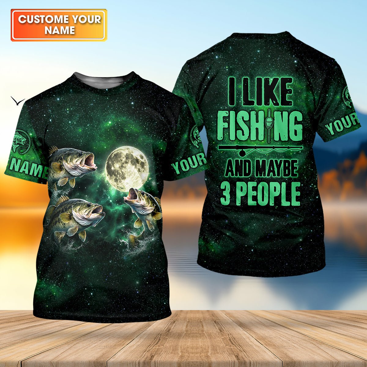 I Like Fishing And Maybe 3 People Shirt, Personalized Bass Fishing Long Sleeve For Men