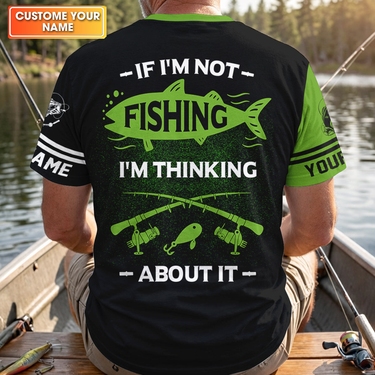 Personalized Bass Fishing Shirt, If I’m Not Fishing I’m Thinking About It Shirt, Fishing UPF Shirts