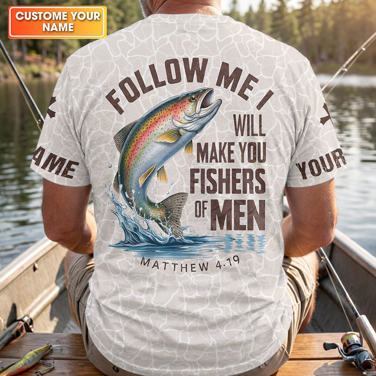 Follow Me I Will Make You Fishers Of Men Shirt, Personalized Christian Fishing Long Sleeve For Men