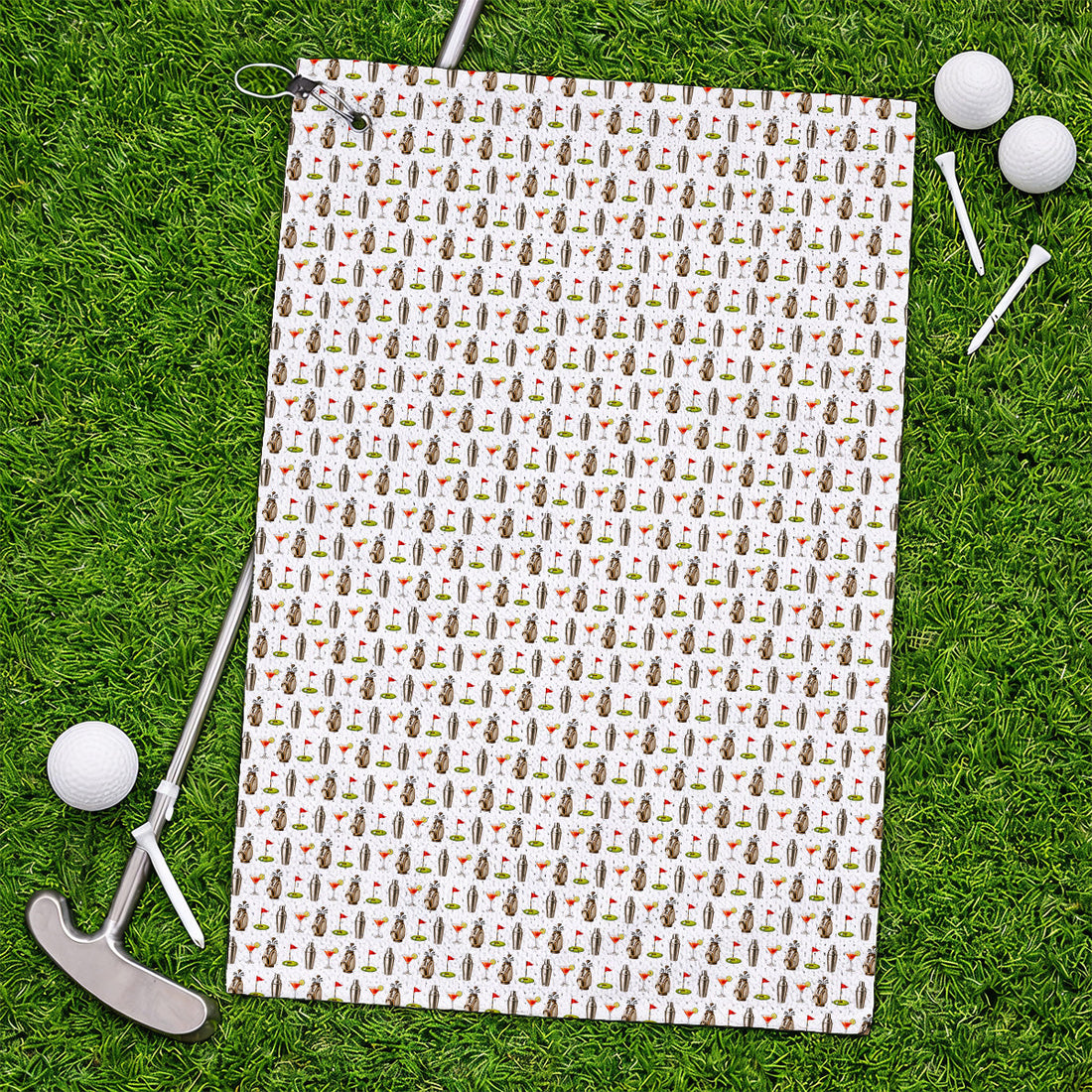 Golf & Cocktails Golf Towel, Martini Lover Golf Apparel, Funny Golf Towels For Golfer